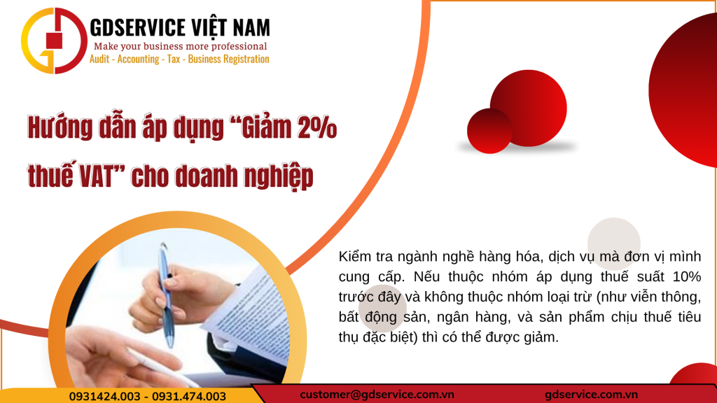 Hướng dẫn áp dụng “Giảm 2% thuế VAT” cho doanh nghiệp