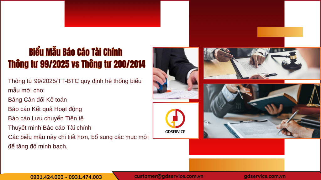 Biểu Mẫu Báo Cáo Tài Chính 
Thông tư 99/2025 vs Thông tư 200/2014