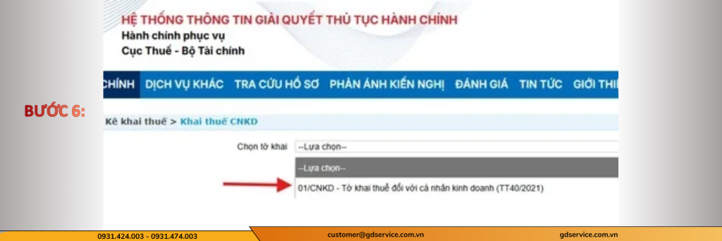 Bước 6: Xác định loại tờ khai cần lập