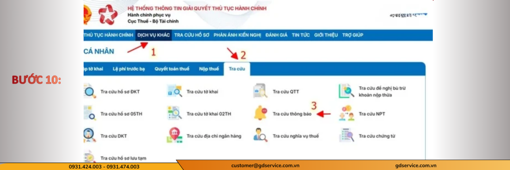 Bước 10: Tra cứu thông báo tờ khai sau khi nộp