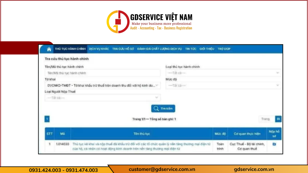 Lựa chọn mã TTHC 2.002259 nhấn chọn biểu tượng nộp hồ sơ.