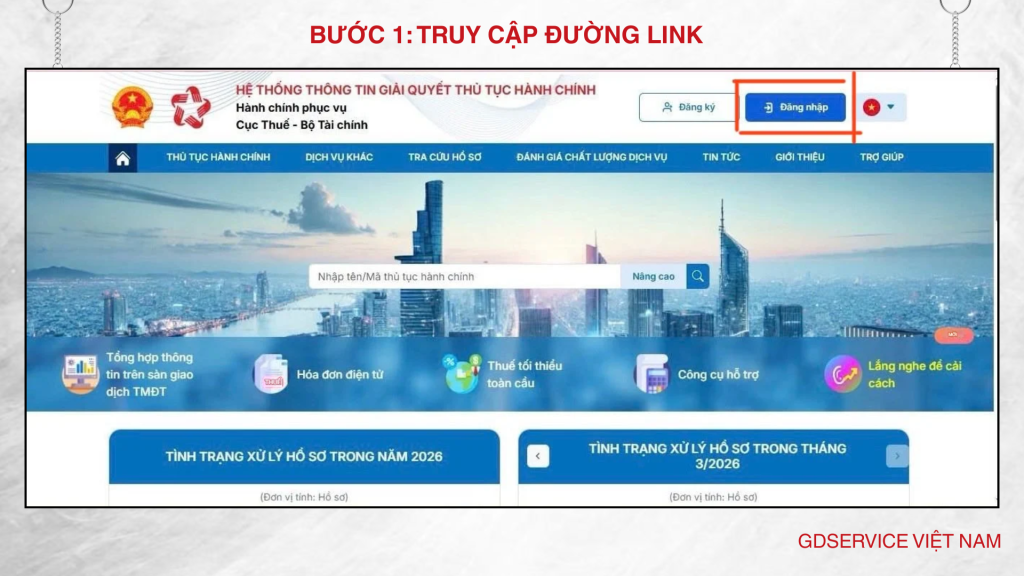 Hộ kinh doanh đăng nhập vào đường link https://dichvucong.gdt.gov.vn/tthc/homelogin