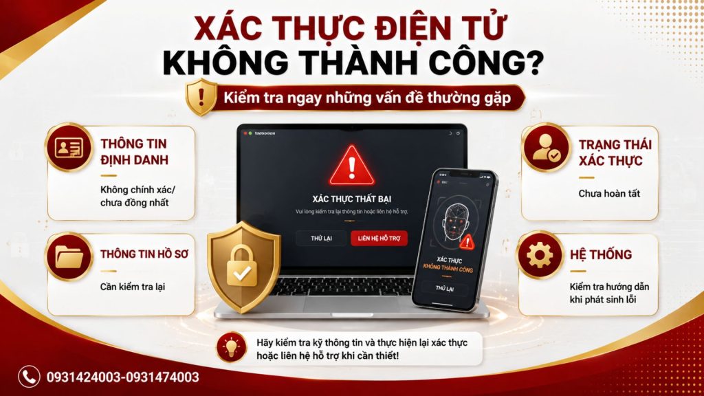 Lỗi thường gặp khi xác thực điện tử đăng ký doanh nghiệp